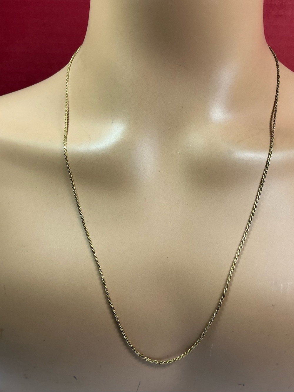 Sterling Silver Gold Tone Rope Chain Necklace Fully Adjustable. 24” long